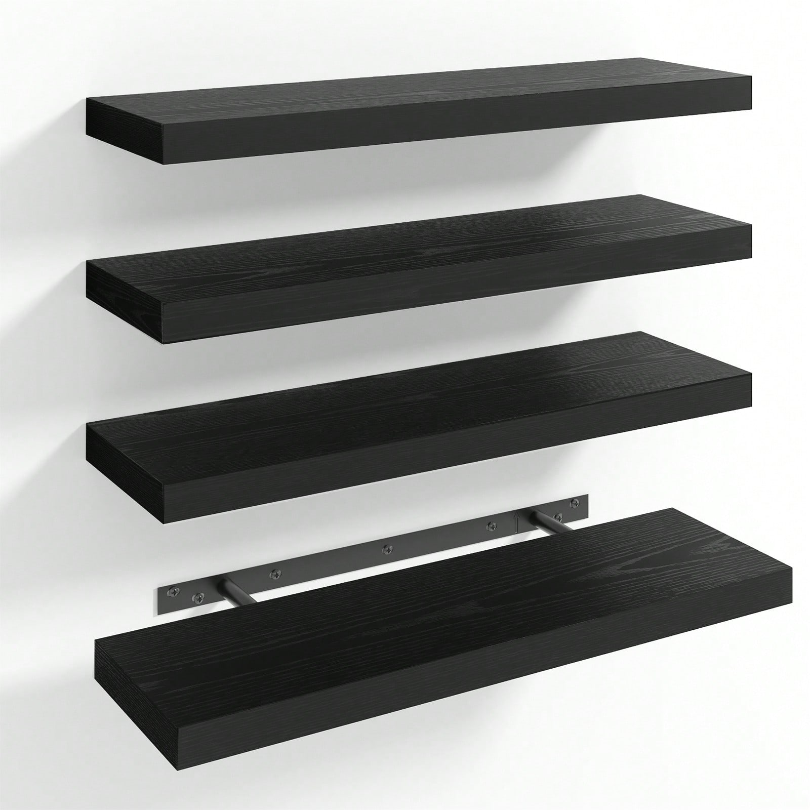 Shelf Bracket Pair - 4'lü Paket Yüzer Raflar Modern Siyah